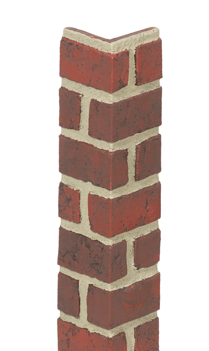 Brick Antique Corner Dark Red Gray Grout